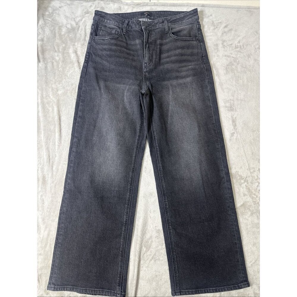 Quince Bella Stretch Relaxed Straight Jeans Womens Size 32 Charcoal Black Denim